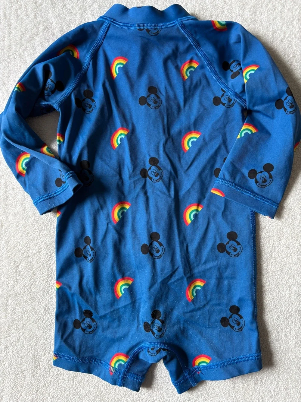Hanna Andersson x Disney Mickey Mouse rainbow one piece swimsuit, Sz 12-18 Mos